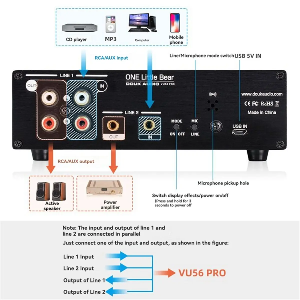 A40I VU56-PRO Dual Channel Music Spectrum Analyzer LED Sound Level Meter MIC Music Spectrum Visualizer Audio Splitter - view 3