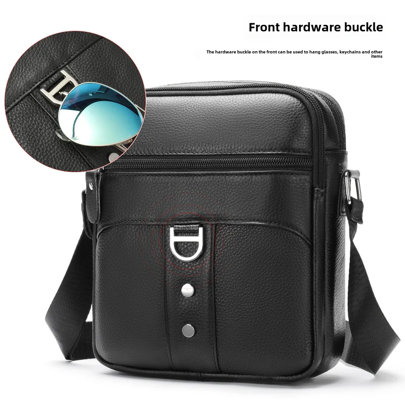 New Men's Cow Leather Crossbody Bag Man Shoulder Bag Casual Male Small Simple Bag For Men