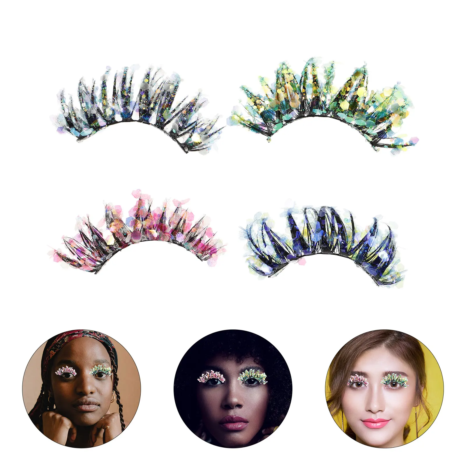 

Luminous False Eyelashes Colored Lash Extensions Natural Look Lashes Reusable Curl Cluster Durable Makeup Lashes