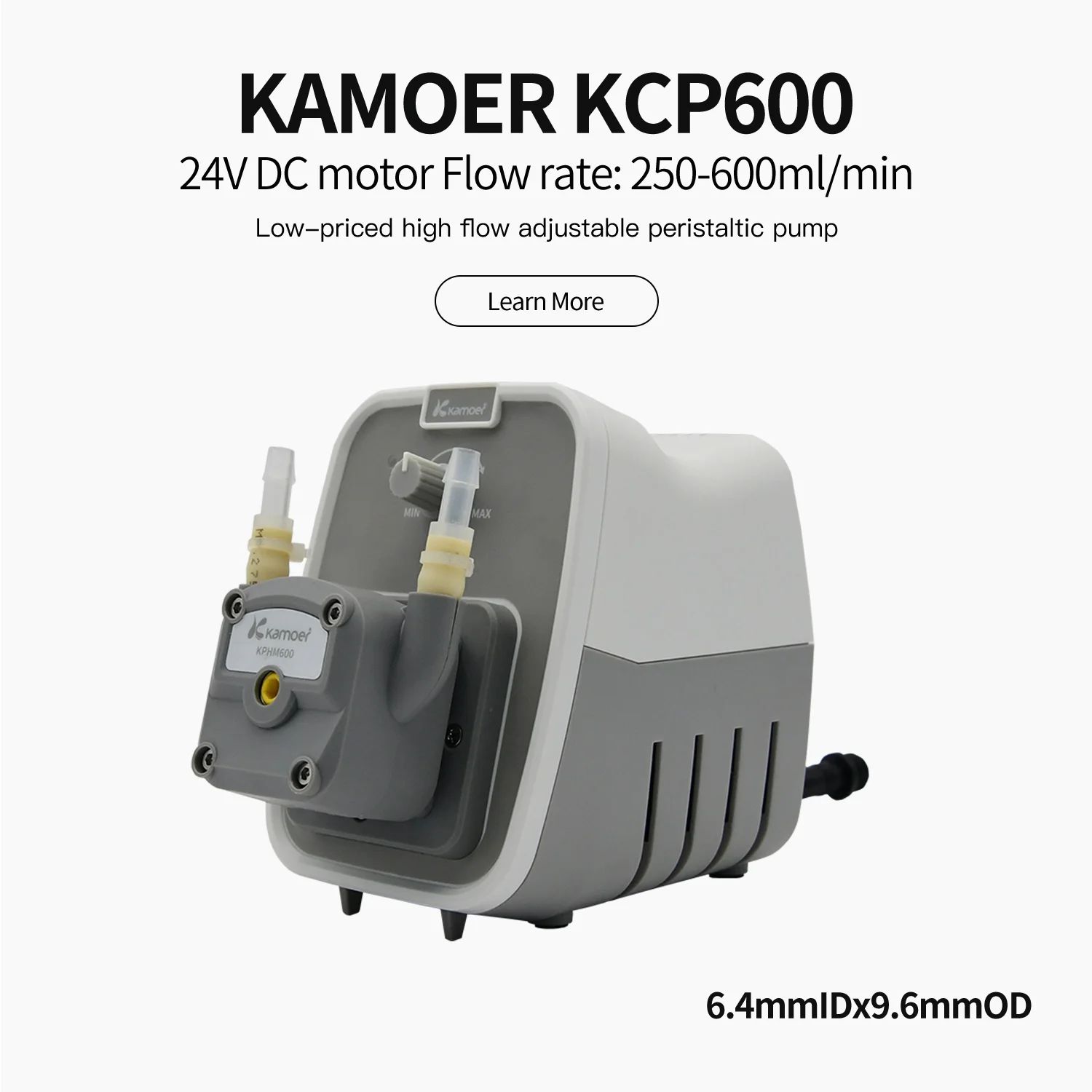 Kamoer 250~600ml/min KCP600 High Flow Peristaltic Pump 24V DC Motor Dosing Pump Adjustable Flow with BPT Tube 6.4x9.6mm