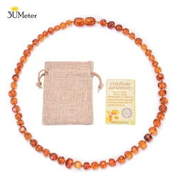 3UMeter Amber Teething Necklaces for Baby Handmade Natural Genuine Baltic Amber Jewelry Necklace Anti Inflammatory Gemstone Gift