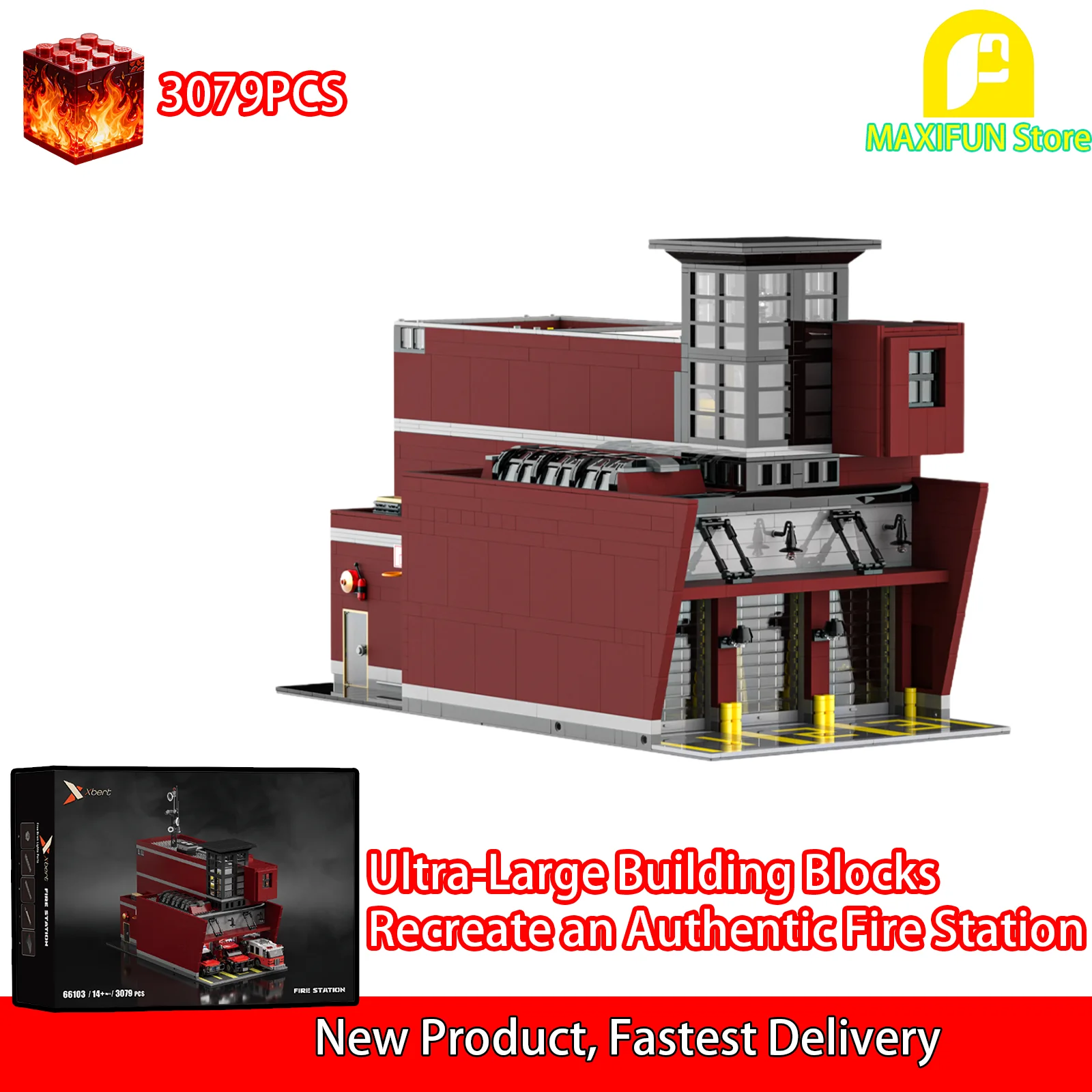 

MOC Creator 3079PCS Fire Station Fire Truck Building Blocks Fire Series Toy for Adults Assembly Toy Children Gift Birthday Gift
