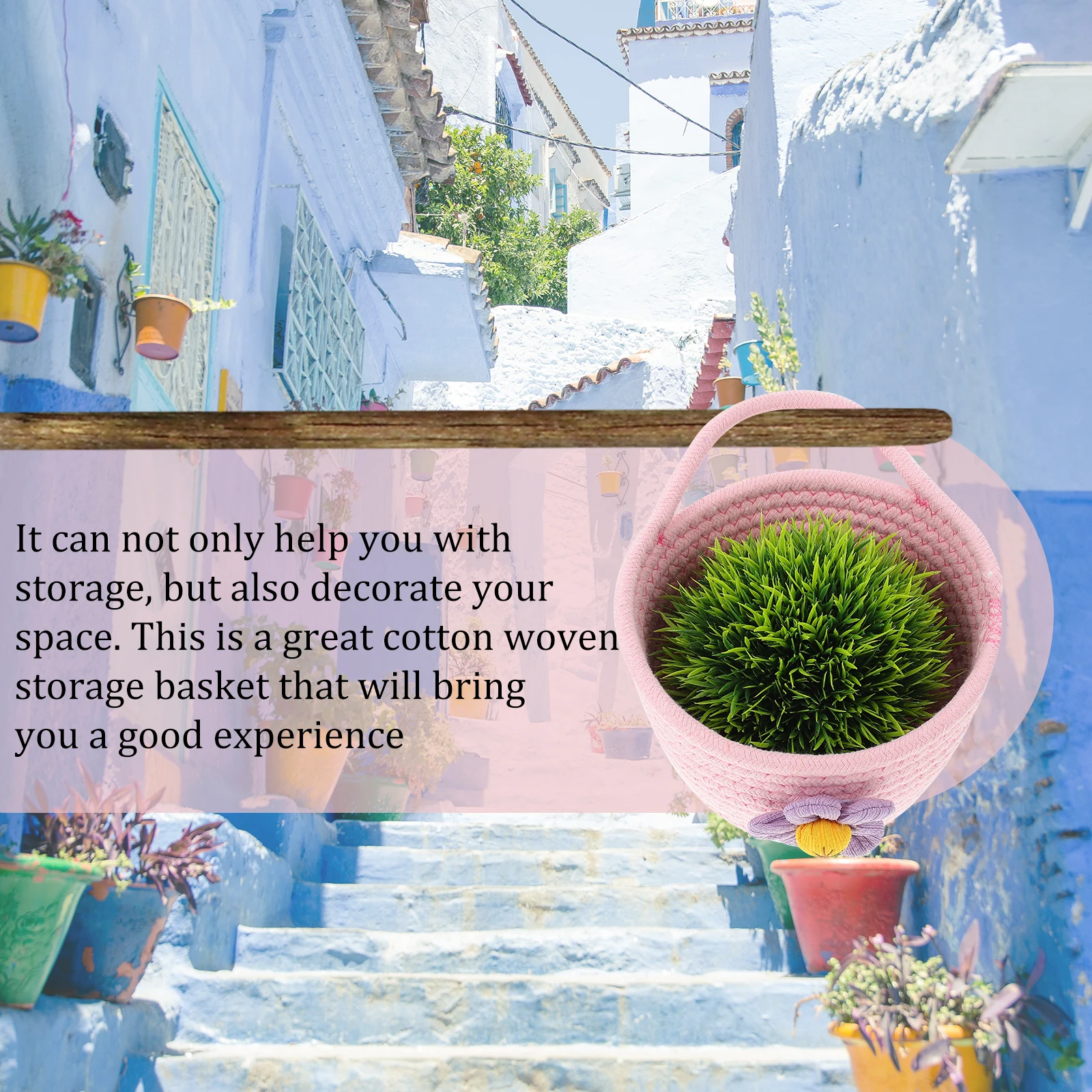 

1Pcs Tabletop Storage Basket Handwoven Cotton Rope Hanging Basket Sundries Holder Decorative Woven Flower Container