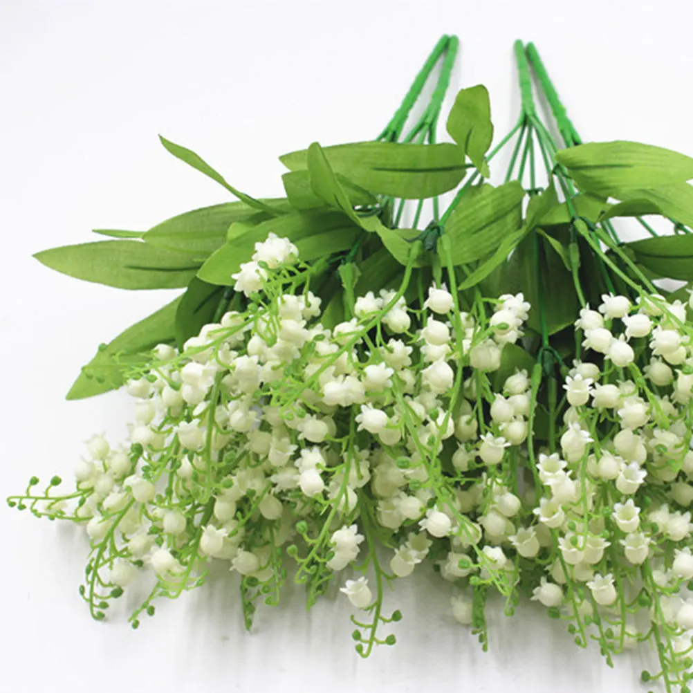 

2 Forks Artificial Convallaria Majalis Simulation Flowers Bouquet For Home Decor Wedding Party Props