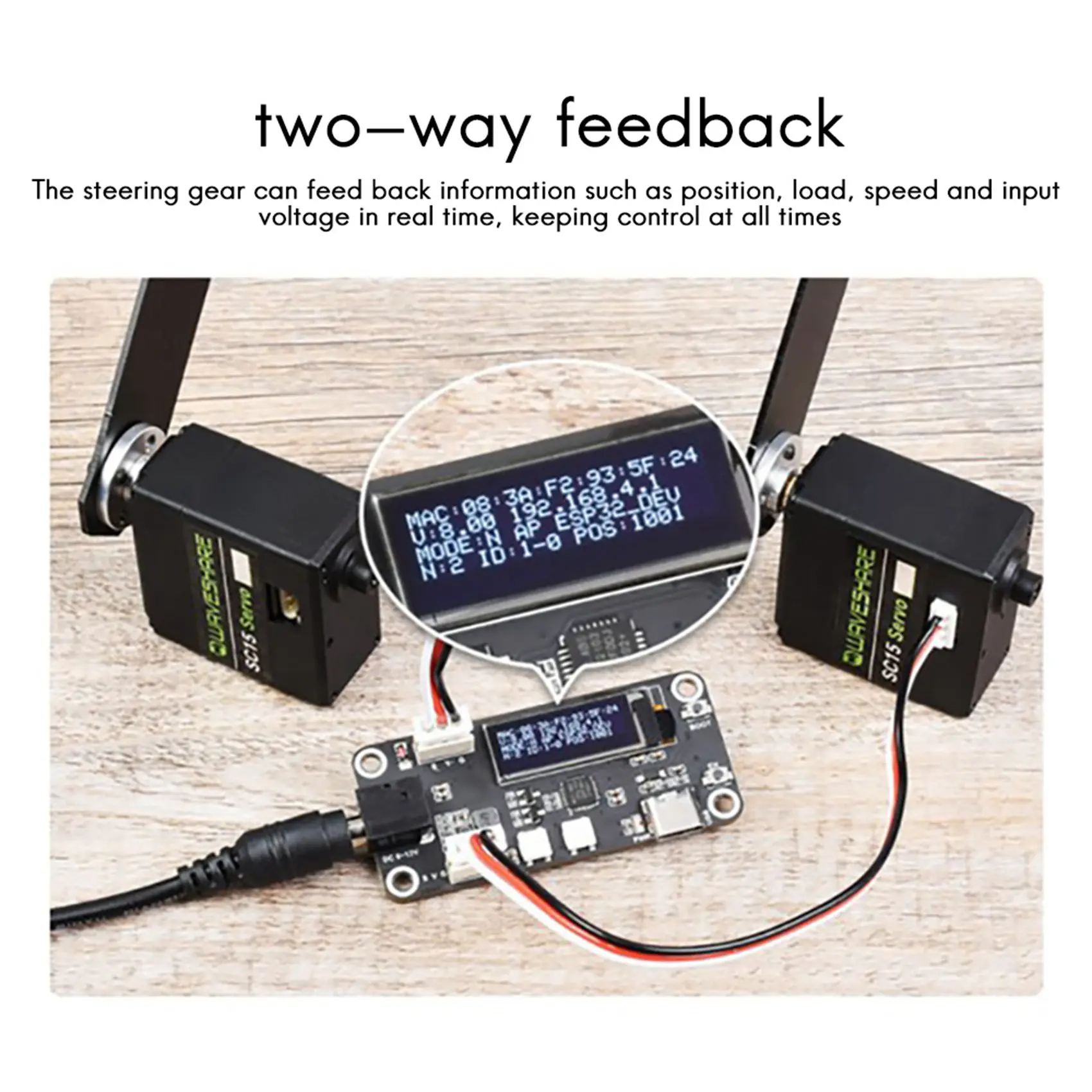 B05C-2X Waveshare SC15 Servo 17Kg.Cm High Torque Programmable Serial Bus Servo High-Precision Metal Gear 180° Rotation Servo