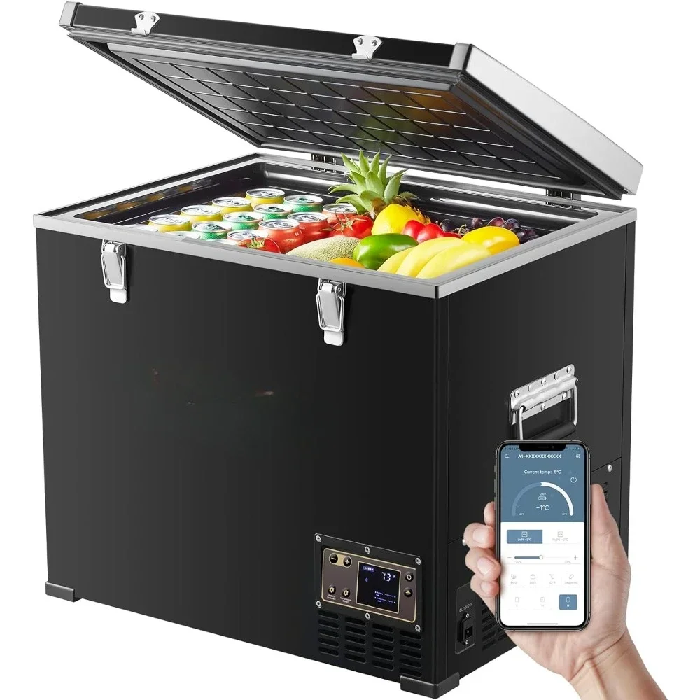 Protable Freezer APP Control, 64Quart（60L) Car Fridge, -4℉-68℉ Electric Cooler 12/24V DC 110-240V AC For Outdoor, Vehicles