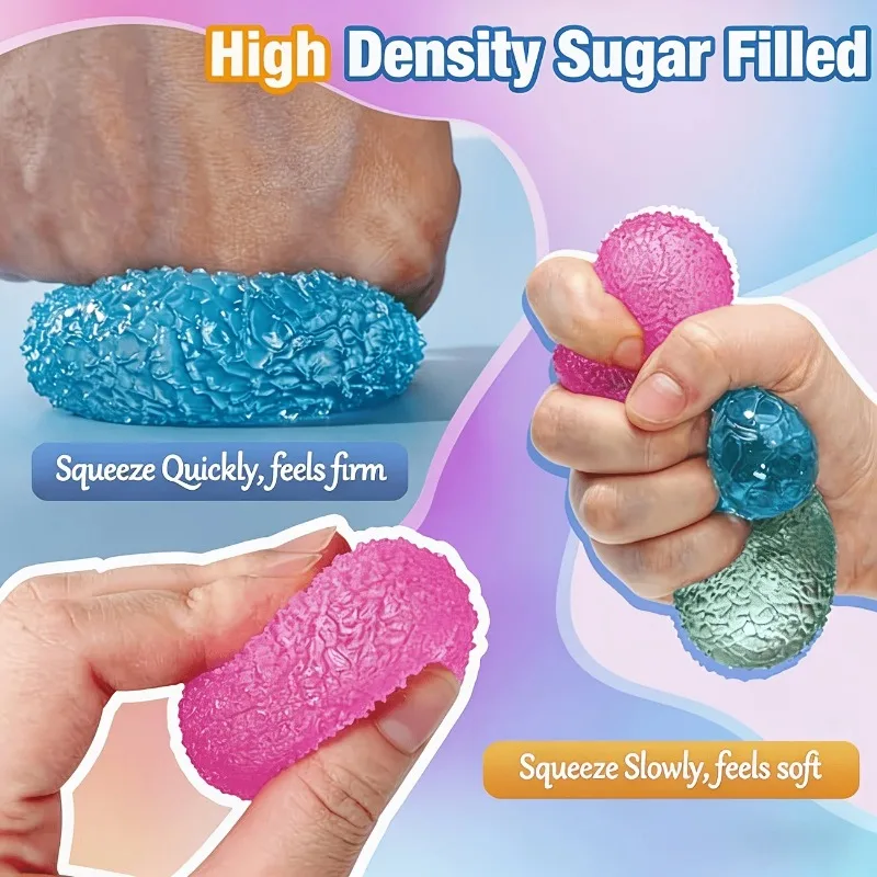 NEEDOH Pelota Antiestrés de Gel Texturizado de Rebote Lento, Juguete Sensorial para Aliviar la Ansiedad, Regalo para Vacaciones y Regreso a Clases, Color Aleatorio