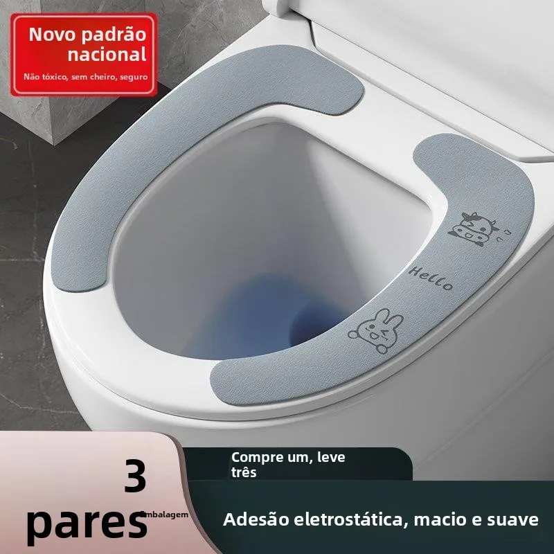クリスタルフリース製トイレ便座カバー-粘着式-防水-浴室トイレ便座クッション-オールシーズン対応-万能トイレ蓋カバー