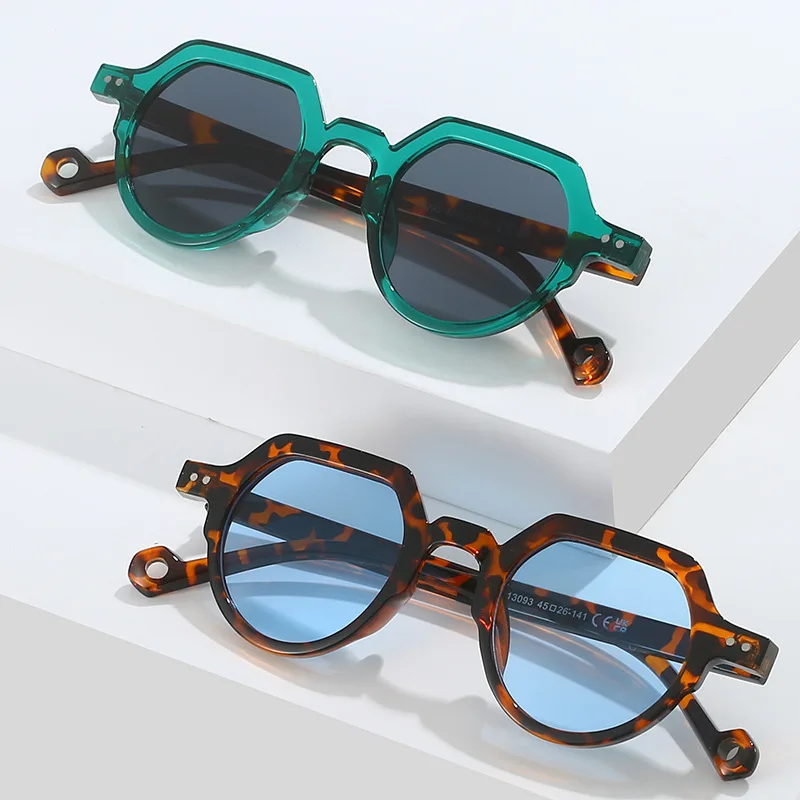 Okulary przeciwsłoneczne damskie SO&EI Fashion, małe owalne, UV400, vintage, punkowe, z nitami, w cukierkowych kolorach, okulary damskie, męskie okulary przeciwsłoneczne w panterkę. — zdjęcie 4