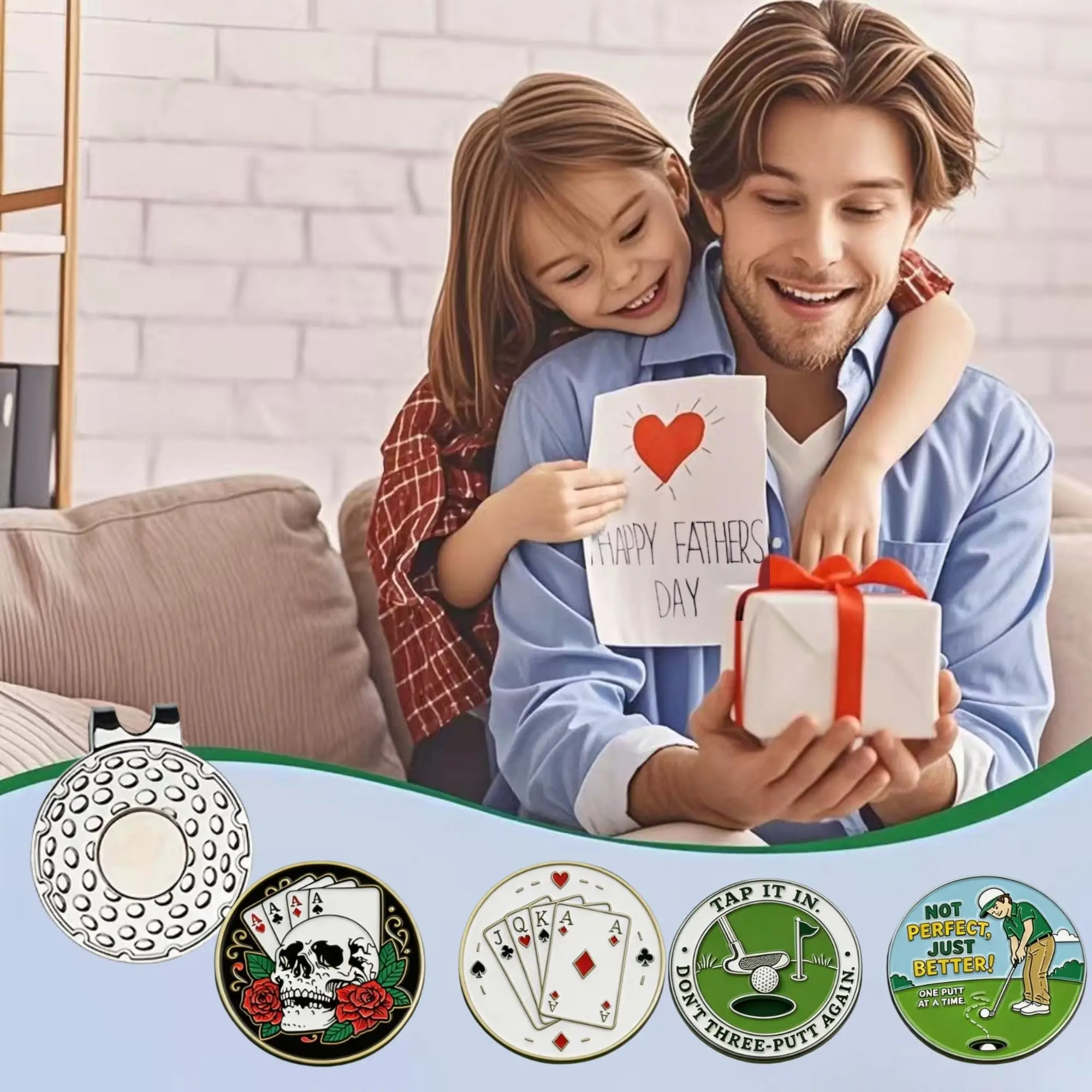 4 pcs Golf Ball Marker Set with Magnetic Hat Clip Assorted Patterns Golf Gifts, Golf Cap Clips Parter Accessories Sets for Men view 6