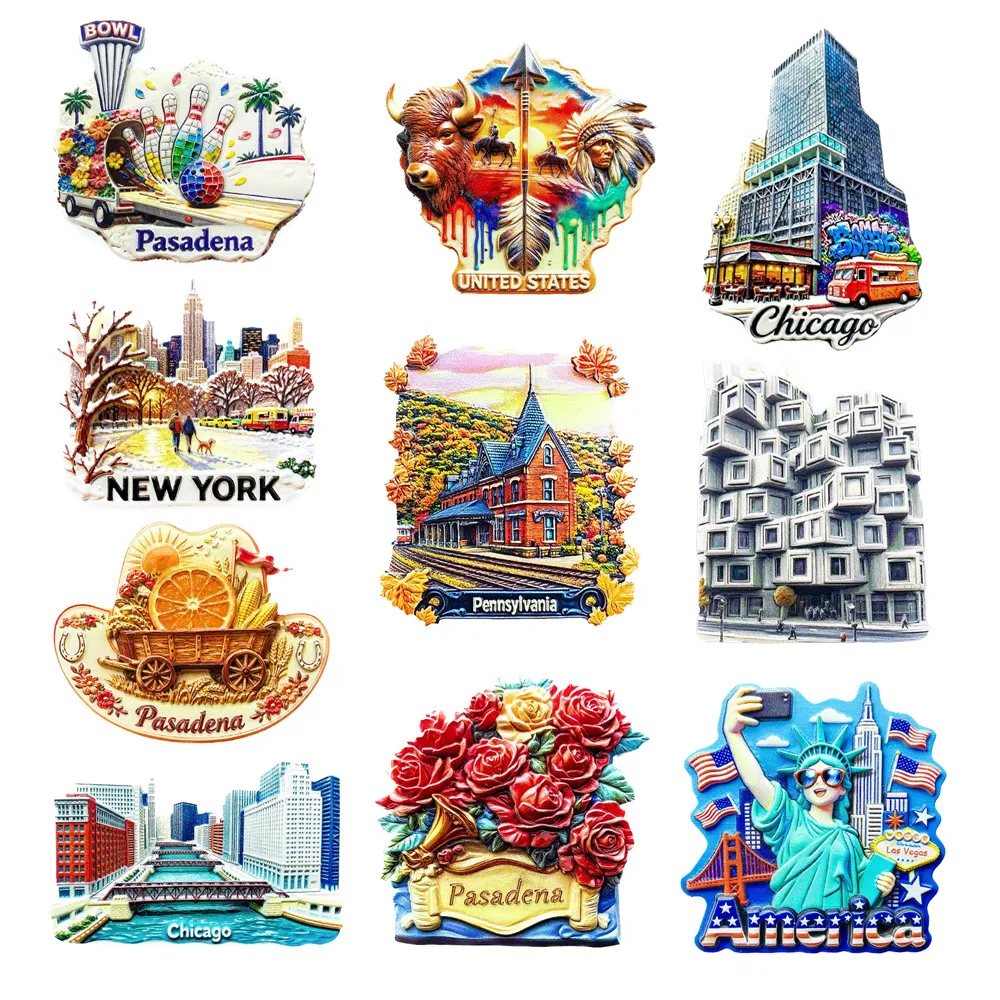 Amerique du Nord États-Unis Aimants de réfrigérateur Souvenir touristique Autocollant magnétique pour réfrigérateur Collection Artisanat Cadeau