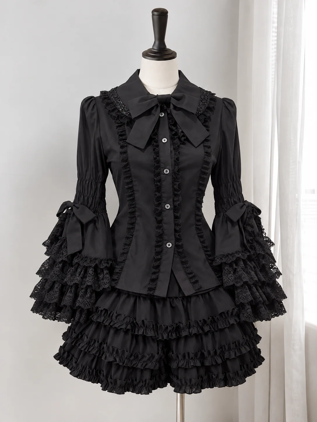 Retro Gothic Spitzen-Minikleid Damen Y2K Streetwear Lolita Langarm Slim Fit Schwarzes Outfit Elegante Partykleidung Chic