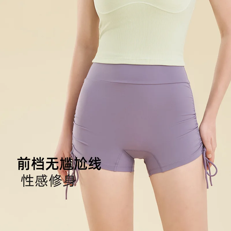 Sports Yoga Shorts Women Drawstring Adjustment High Waist Peach Hip Shorts Quick Dry Fitness Running Yoga