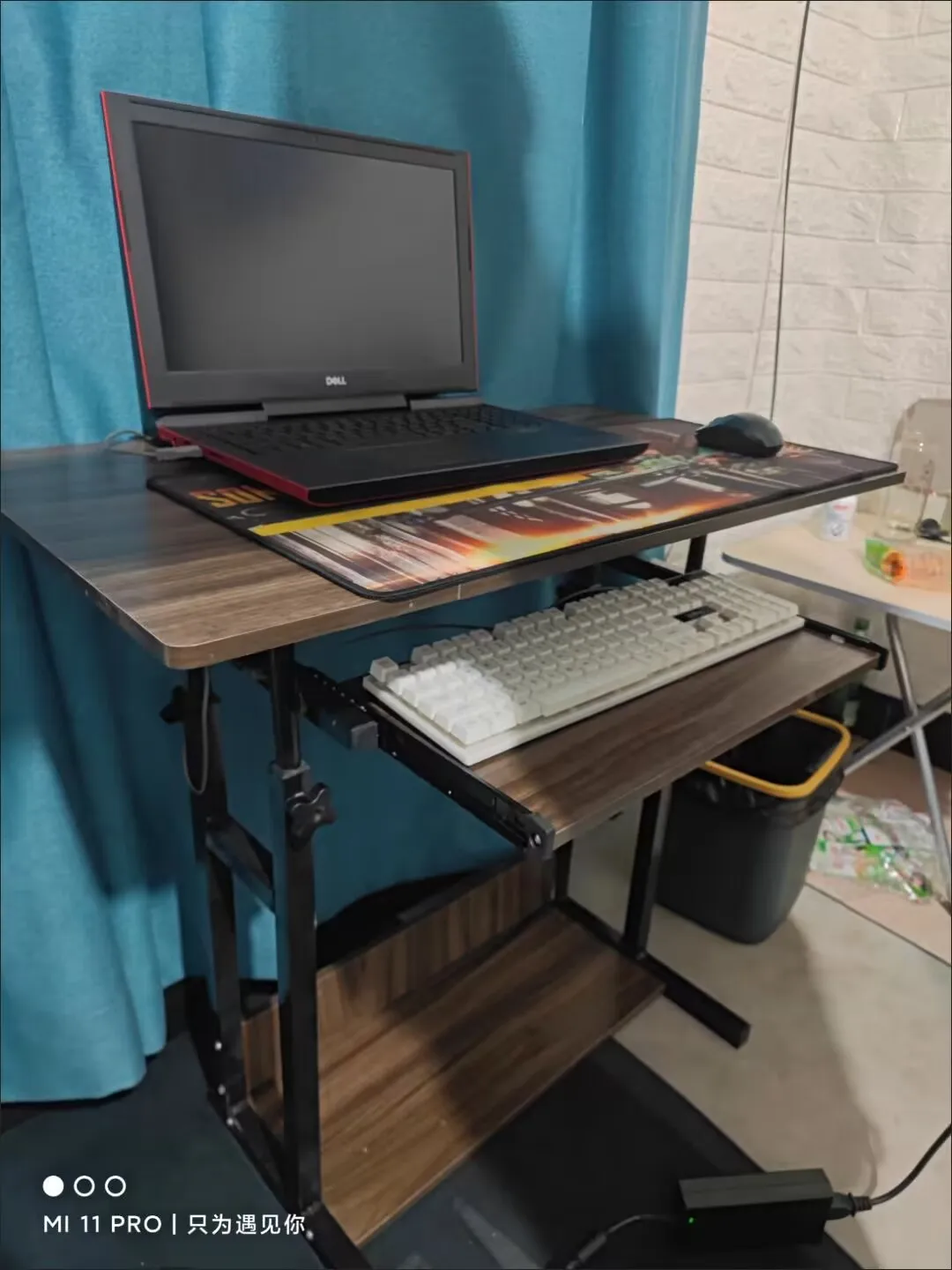 Large Liftable Bedside Study Computer Desk with Lower Storage Rack with Wheels Removable Table 80*50cm