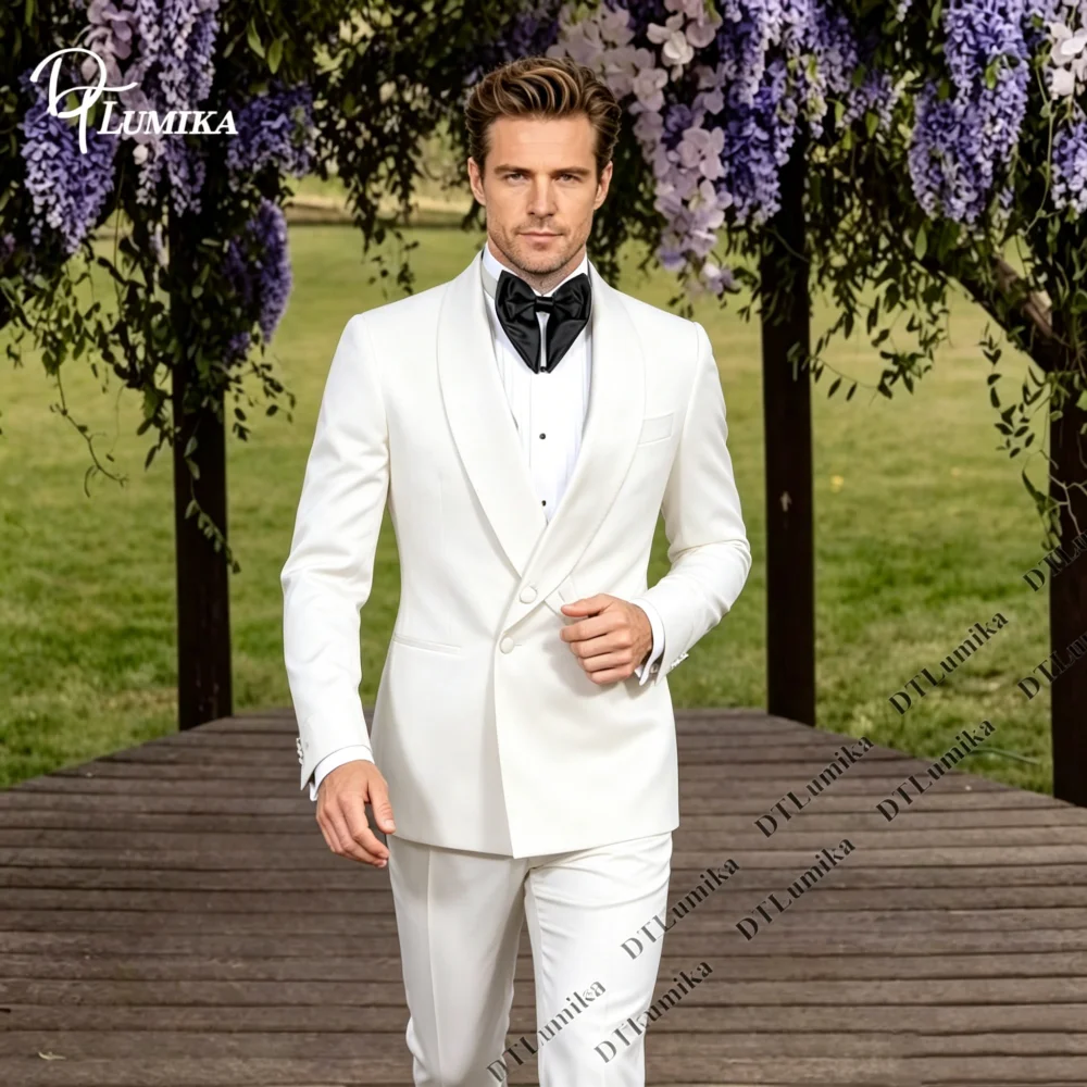 

DTLumika Tailored Men's Formal Suit Set Two Piece (Jacket Pants) Black-Tie Party Tuxedo Wedding Groom Suits Cocktail Suit Attire