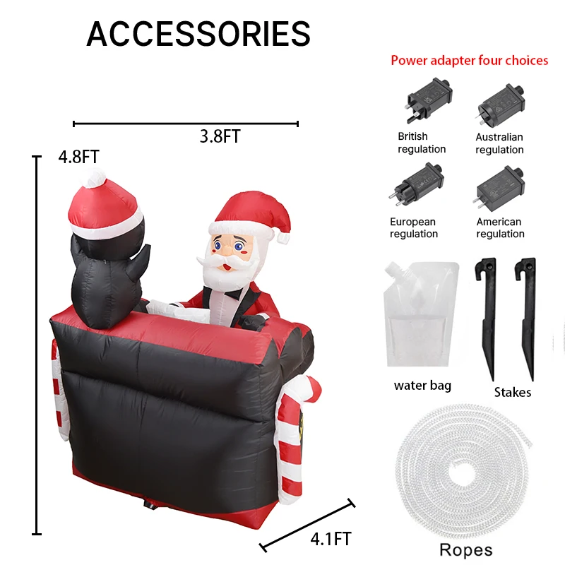 4.9FT Christmas Inflatable Decorations Toy Santa Penguin Playing Piano LED Holiday Gift Festive Supply Xmas Ornament Home Decor