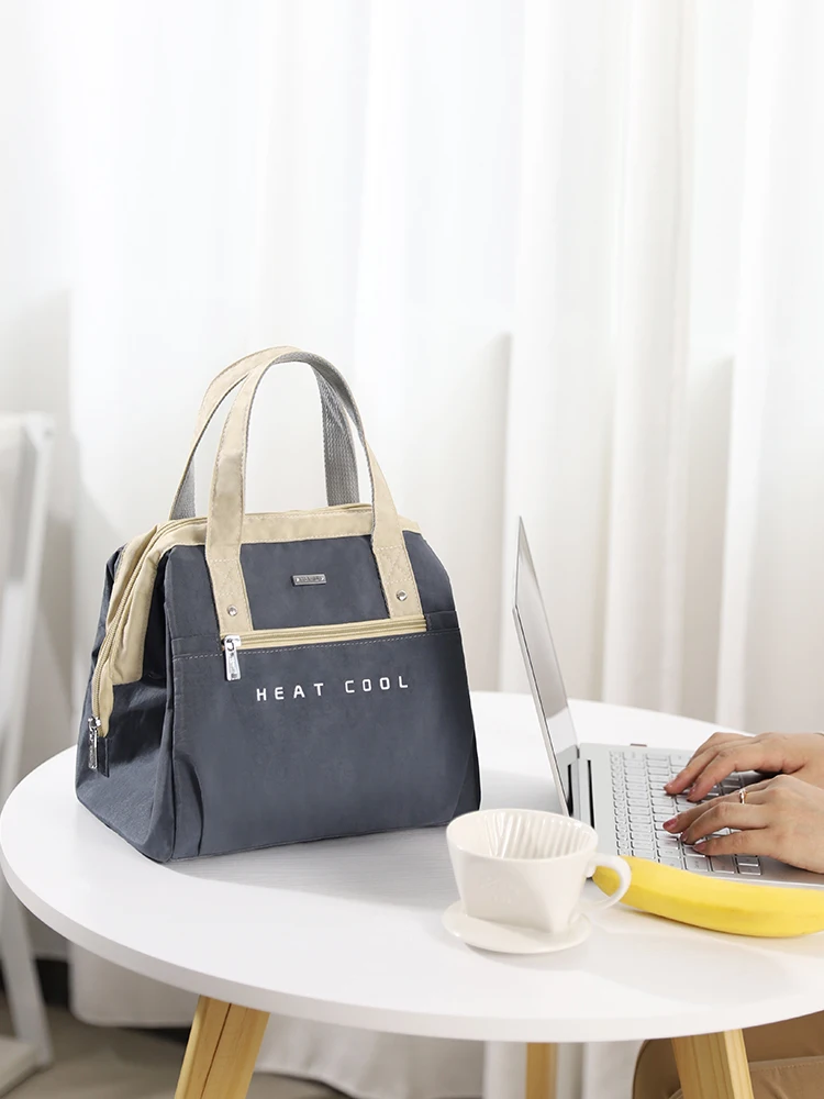 

Сумка-контейнер для обеда Bento, изолированная холщовая ручная сумка-контейнер для еды из алюминиевой фольги большого размера, неисправляемая для офисных работников