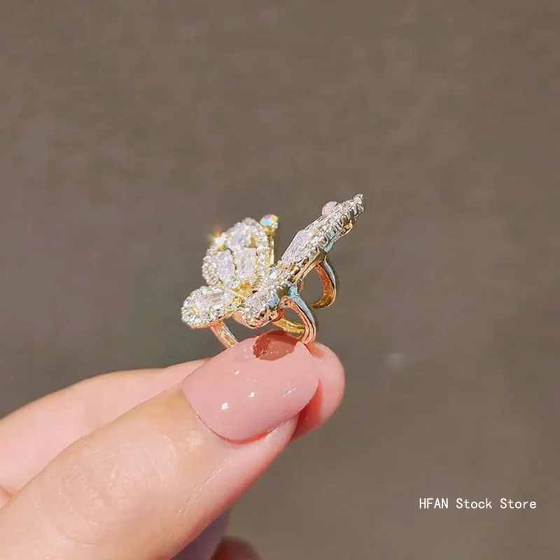 Summer Small Rhinestone Butterfly Hair Claws Hairpin Mini Cute Pearl Grabs Metal Hair Clip For Women Sweet Accessories