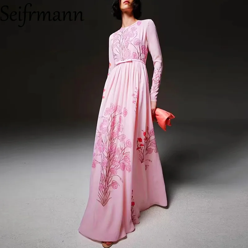 فستان نسائي بتصميم عصري من Seifrmann برقبة دائرية وأكمام طويلة وطباعة أنيقة من الدانتيل-Uo فساتين رومانسية يومية أساسية للعطلات #1