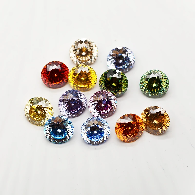 Colors Round100 Faces Cut Moissanite Stone Lab Diamonds Russian Bird Nest Cut Moissanite Gemstones with GRA Certificate