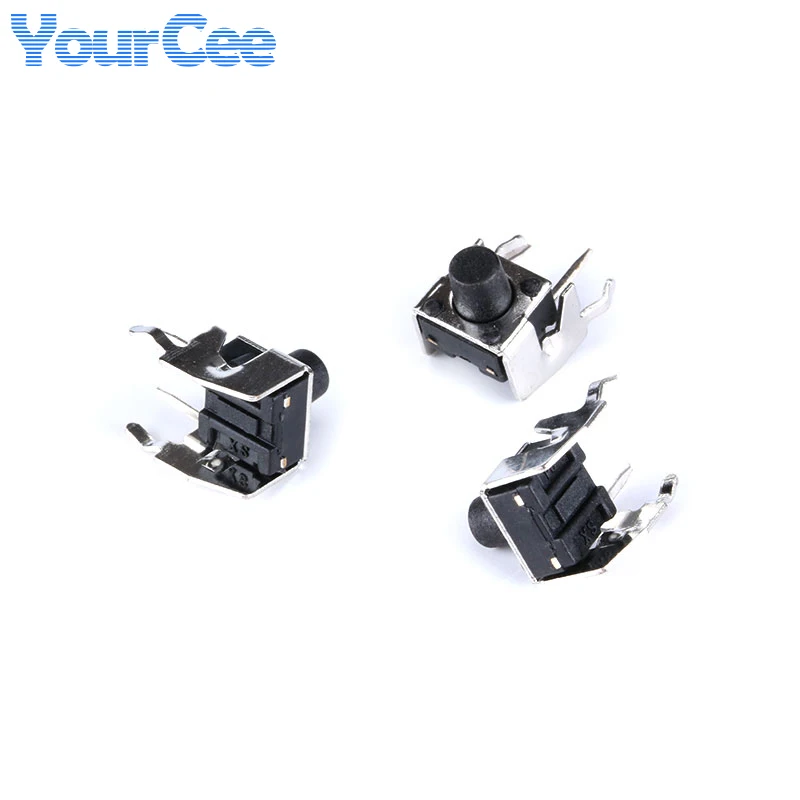 20Pcs Mini Micro Switch Right Angle Momentary Tactile Push Button Switch With Bracket Vertical 6*6*9.5/8/7/6/5/4.3mm 4 Pin DIP