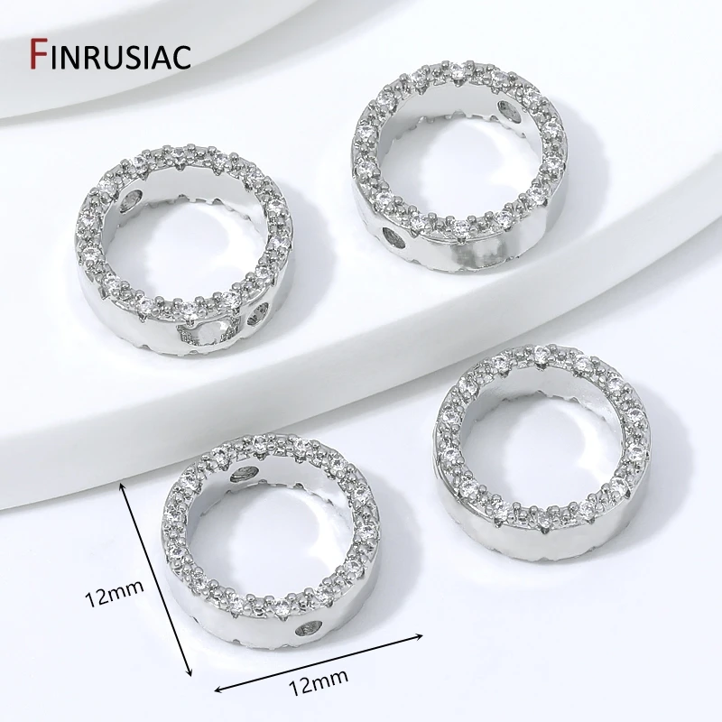 18K vergoldeter Messing-Perlenkäfig für Schmuckherstellung, Zirkon-Rundrahmen-Abstandsperlen für DIY-Armband-Zubehör – Detail 14