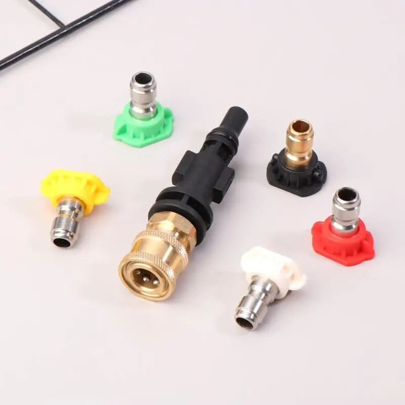 6 Buah Adaptor Koneksi Cepat Mesin Cuci Tekanan Tinggi Benang 1/4 "dengan Nosel Cocok untuk LAVOR/Sterwins/Kit Plastik Tahan Lama Parkside