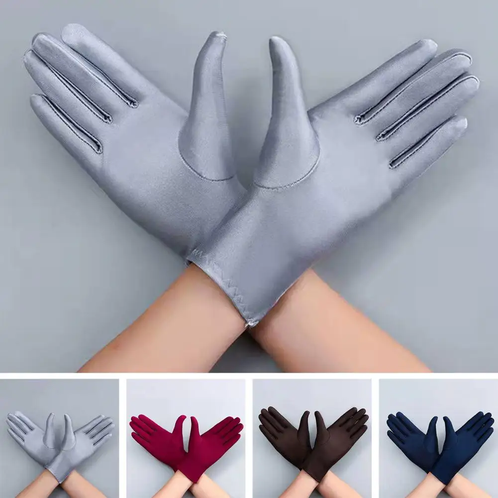 1 Pair Unsiex Winter Gloves Five Fingers Solid Color Elastic Mittens Sun Protection Breathable Soft Stage Performance Gloves