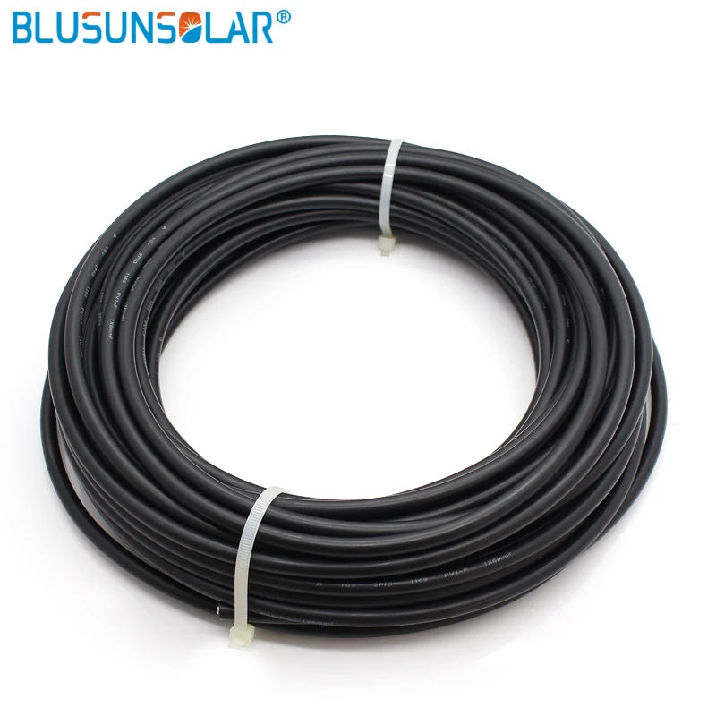 Câble solaire de 5 mètres, 4 mm2, 12awg, câble PV rouge et noir, conducteur en cuivre, veste XLPE H1Z2Z2 TUV EN50618