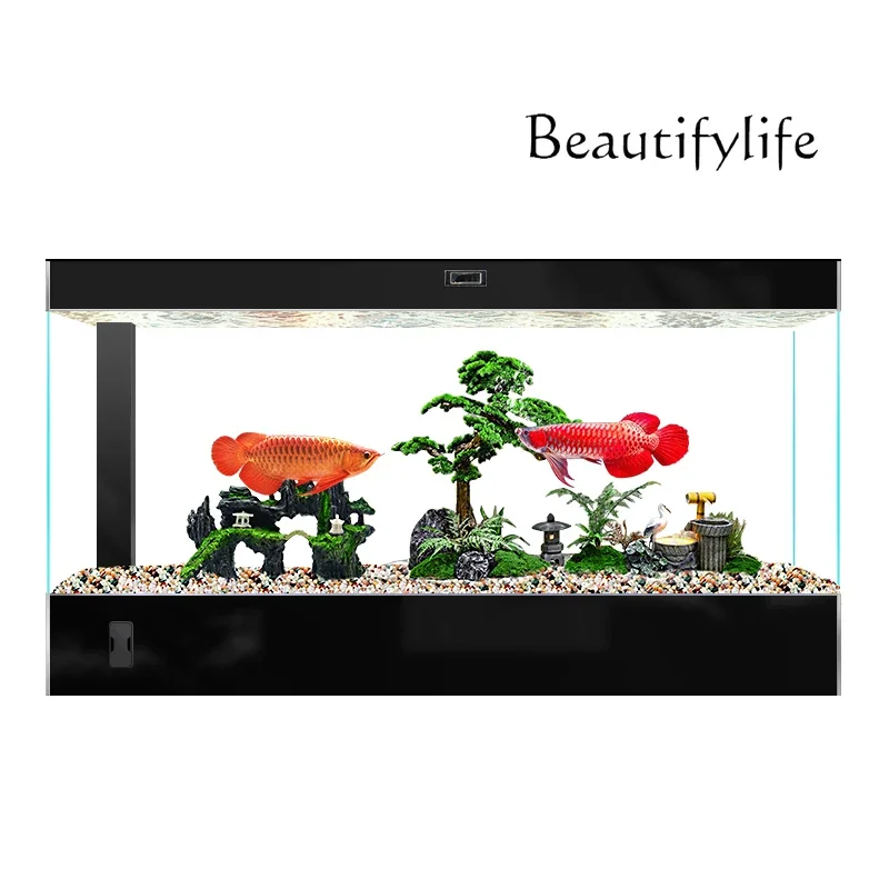 

Household new fish tank living room ultra-white glass large water-free floor-to-ceiling aquarium