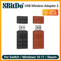 8BitDo USB Wireless Bluetooth Adapter 2 for Windows Mac Raspberry Pi Nintendo Switch Support PS3 PS5 Xbox JoyCon Controller