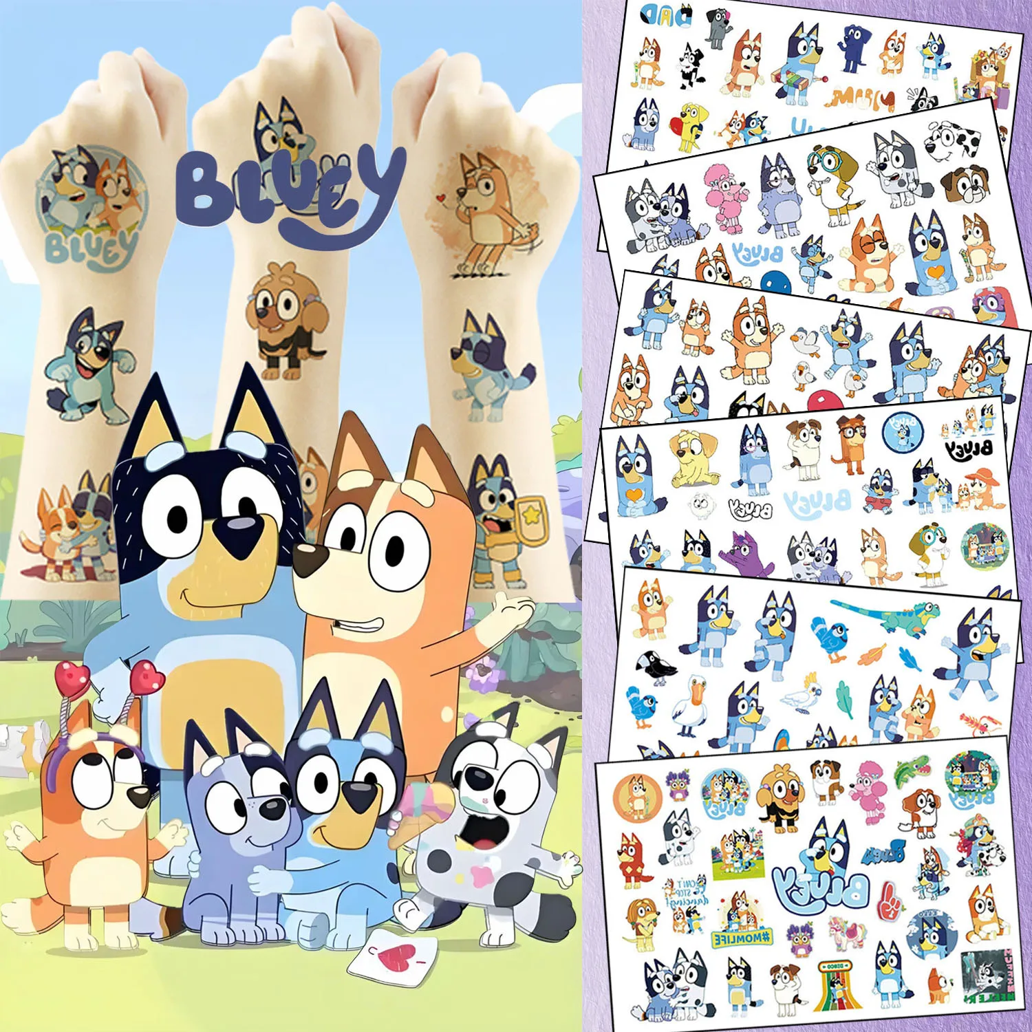 

1Pcs New Cartoon Bluey Family Animation Temporary Tattoo Sticker Cute Waterproof Tattoo For Funny Party Gift