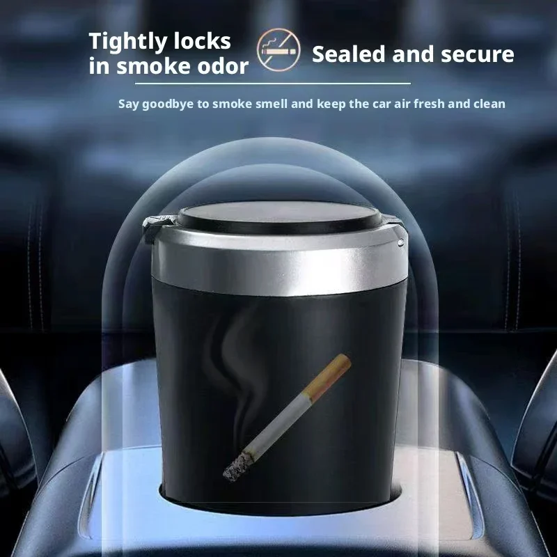 Portable LED Smokeless Car Ashtray Universal Auto Cigarette Cup Holder Windproof Liner Car Interior Styling Ornament Decor view 2