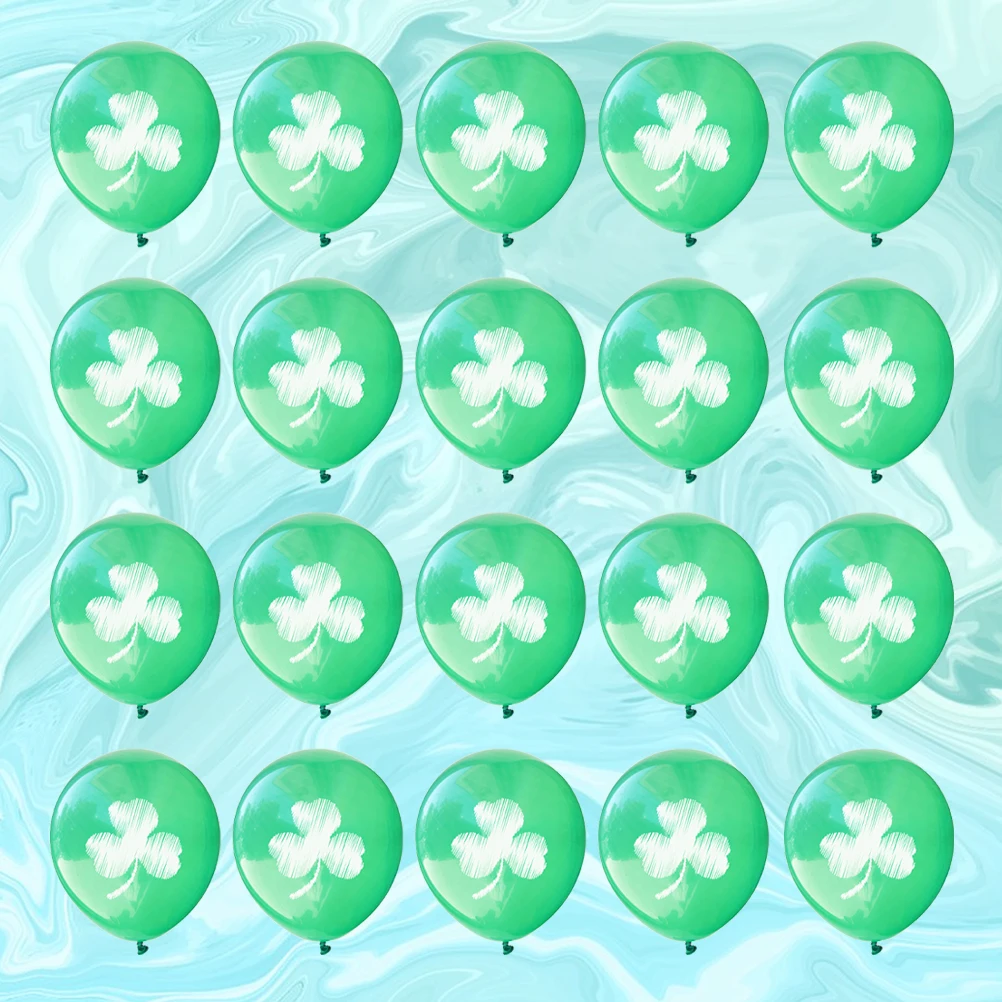 

20 Pcs Clover Balloon Long Lasting Balloons Aluminum Foil Green Latex Decoration Celebration