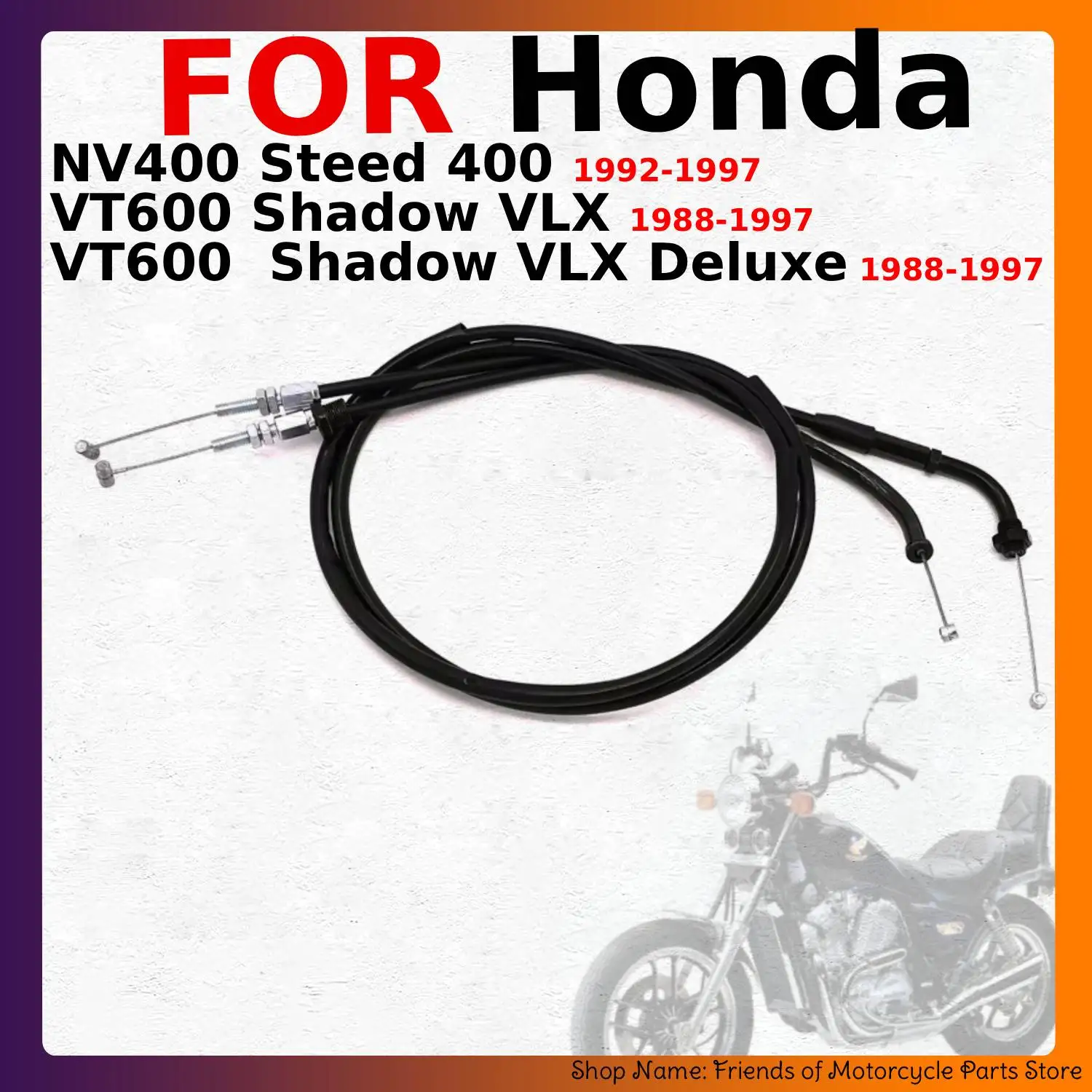 Motorcycle Throttle Cable Wire For Honda NV400 VT600 Steed 400 Shadow VLX/ Shadow VLX Deluxe 1992 1993 1994 1995-1997  1988-1997