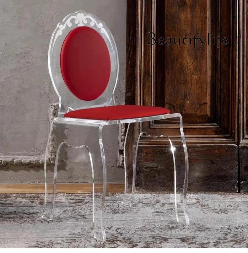 Simple modern transparent acrylic dressing chair living room home leisure back chair hotel dining chair