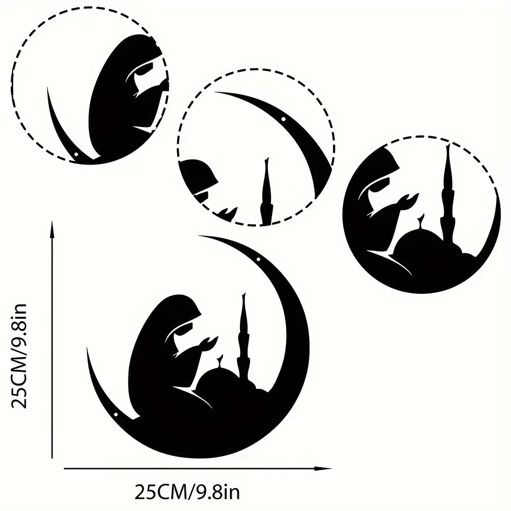 CIFBUY dekorasi dinding bentuk bulan logam dekorasi gantung wanita dekorasi dinding doa seni dinding Islam Dekorasi seni dinding