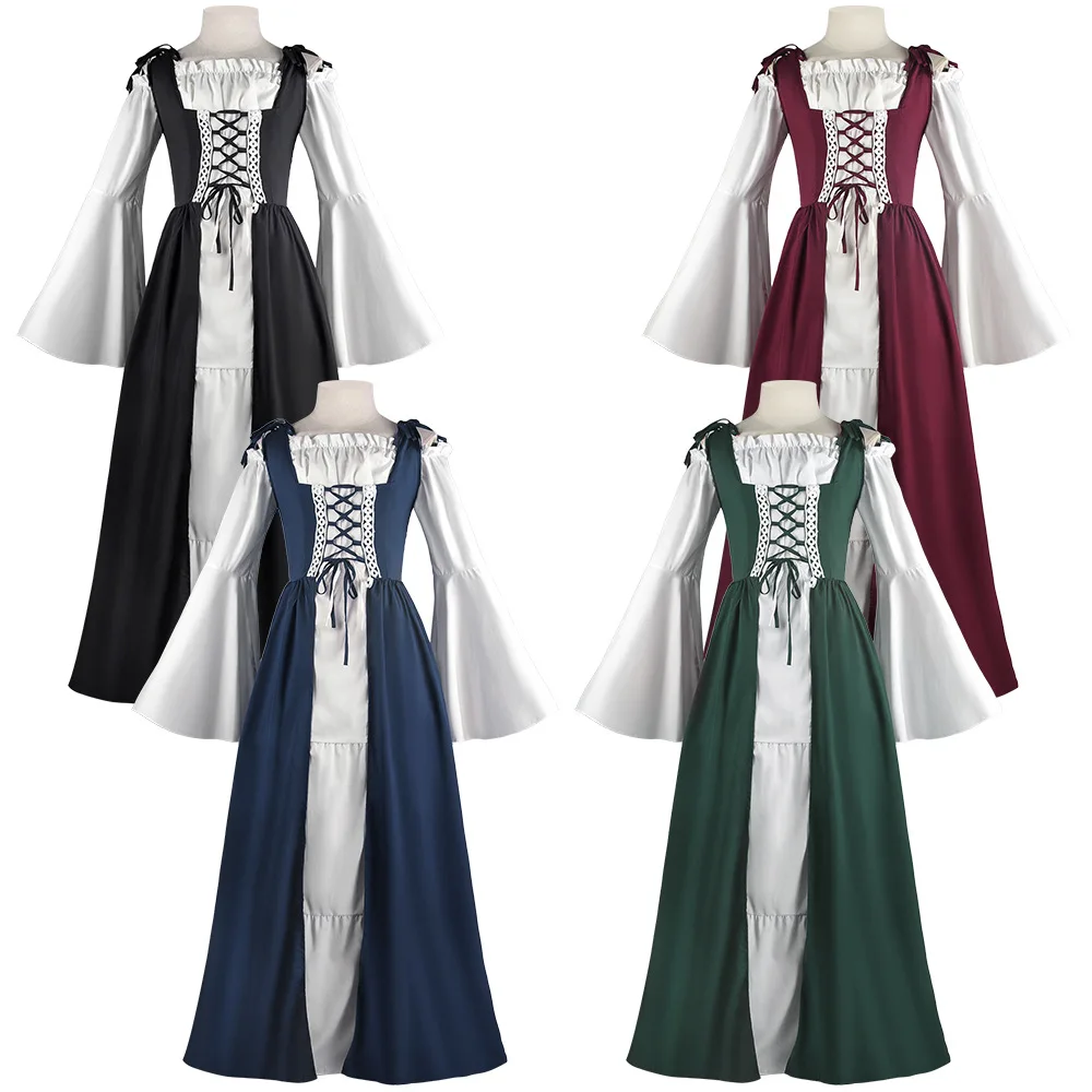 

Medieval Punk Dress Cosplay Halloween Costumes Women Palace Carnival Party Disguise Princess Female Victorian Vestido Robe