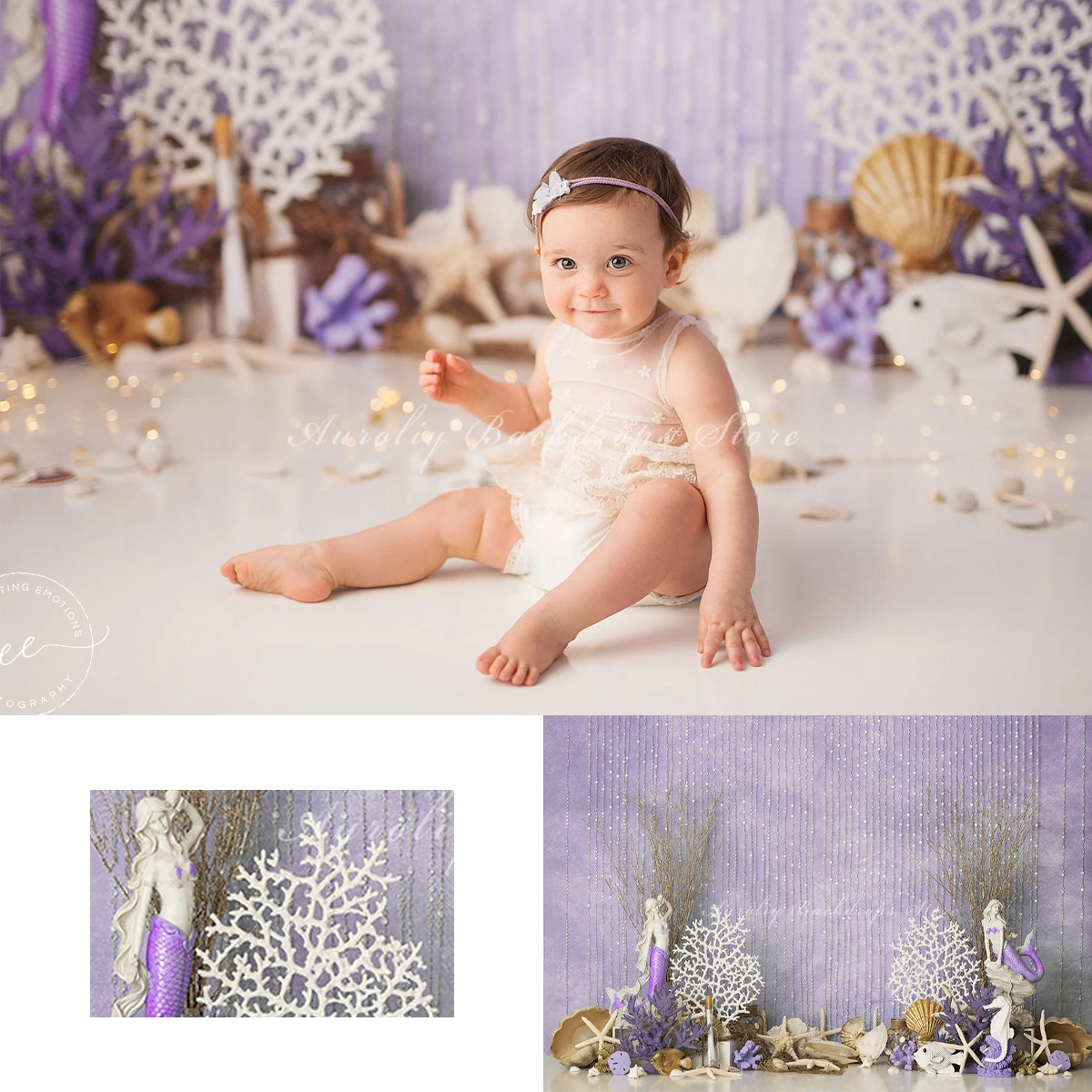 Underwater Mermaid World Backgrounds Kids Adult Photography Props Child Baby Decors Summer Lilac Oasis Photo Backdrops