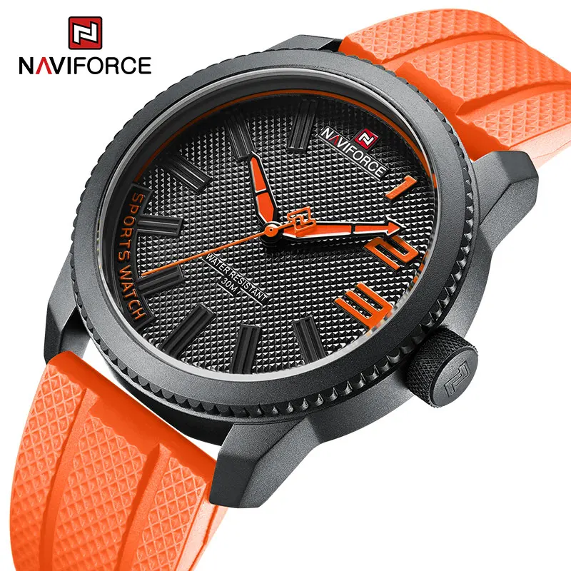 Naviforce relógio de quartzo masculino com pulseira de silicone, casual, impermeável, moda, estilo popular, novo