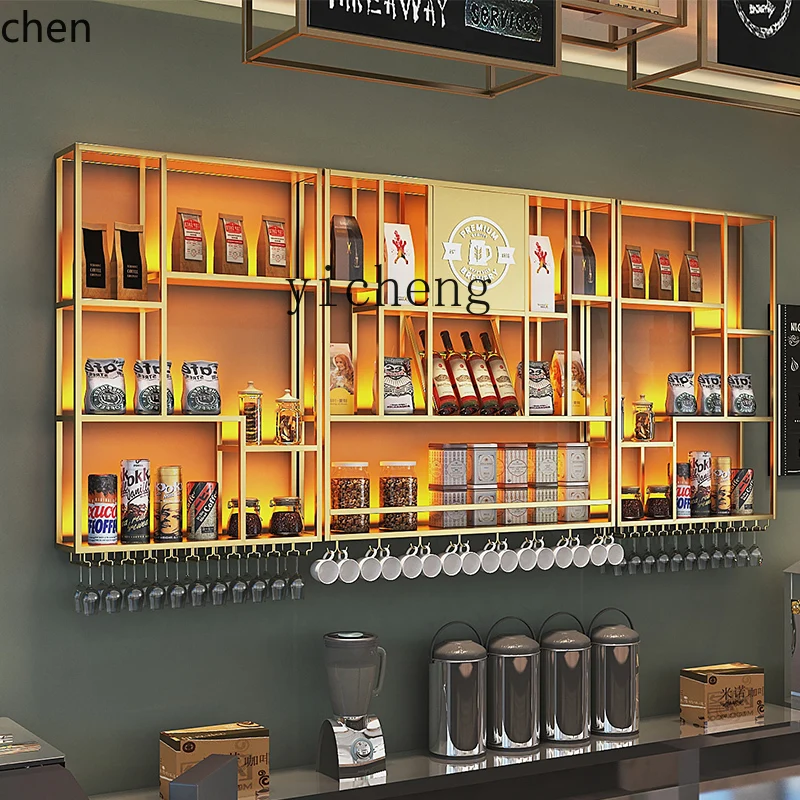 YFY wrought iron creative restaurant wine bar counter wine cabinet wine rack industrial wind display stand