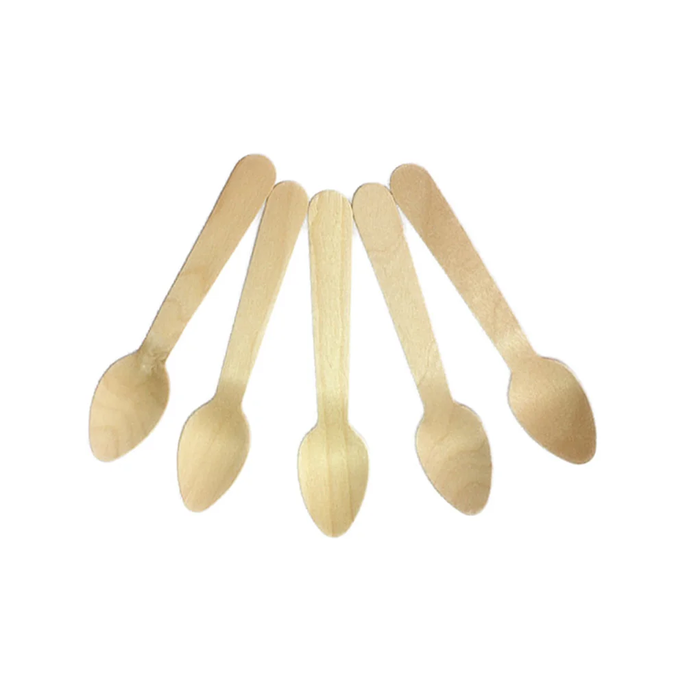 100pcs Disposable Wooden Spoons Dessert Spoon Tableware Party Supplies for Cake Ice Cream wood ice cream spoons