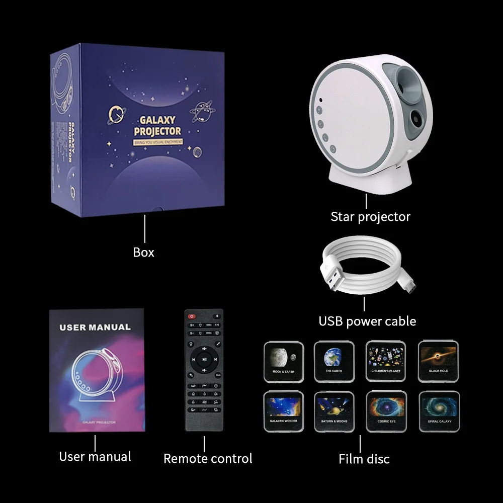 Imagem -06 - Projetor Led Night Light para Crianças Projetor Galaxy Star Sky Controle Remoto Ruído Branco Alto-falante Bluetooth Aurora Presentes