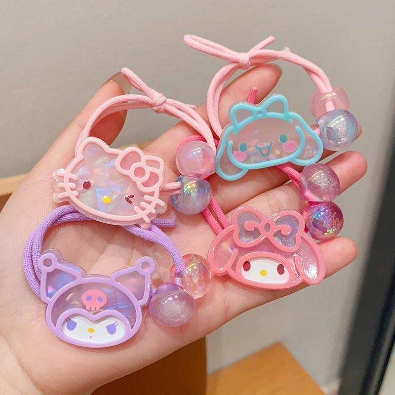 

Sanrio Hello Kitty Silica Gel Hair Rope Cute Cartoon Kuromi Cinnamoroll Fashion High Elasticity Hair Accessories Holiday Gifts