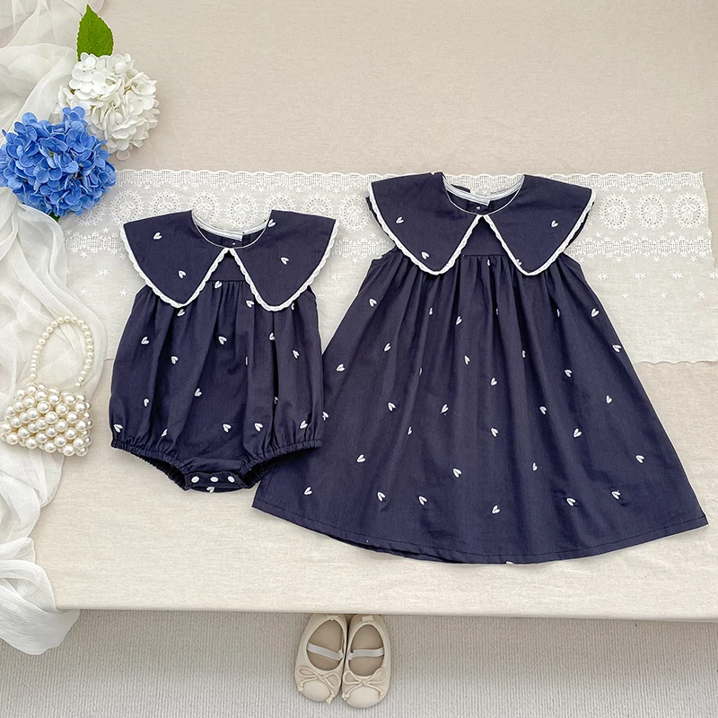 2026 Neuer Sommer Neugeborenen Baby Mädchen Strampler 0-24M Baby Mädchen Kleidung Ärmellos Baumwolle Herz-Print Baby Mädchen Einteiler – Detail 14