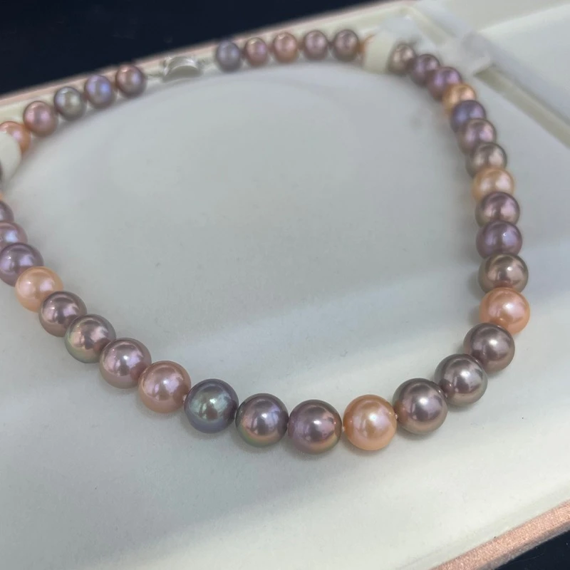 

Ожерелье из натурального жемчуга Эдисона ярких цветов с крупными частицами 10-11 мм