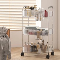 UNTIOR Transparent acrylic trolley cosmetics bedroom living room snack storage shelf bathroom mobile home shelfstorage shelf