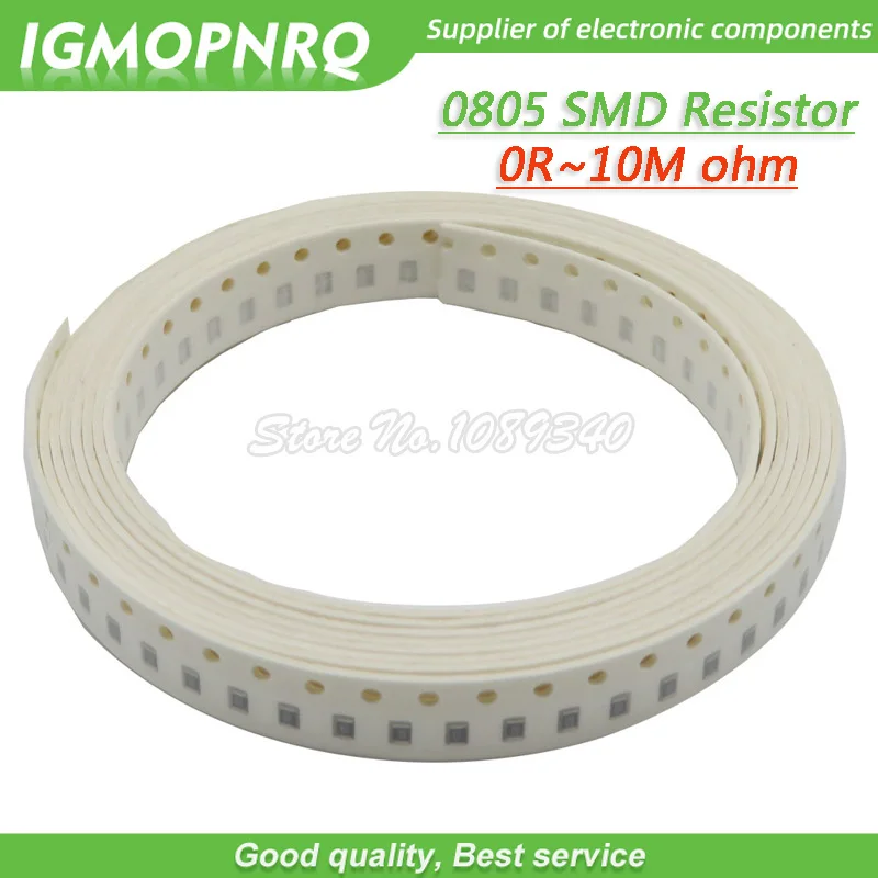 100 szt. Rezystor 0805 SMD 1/4W rezystor 0R - 10M 1.8R 10R 100R 220R 330R 470R 560R 1K 10K 47K 100K 180K 0 10 100 330 470 omów