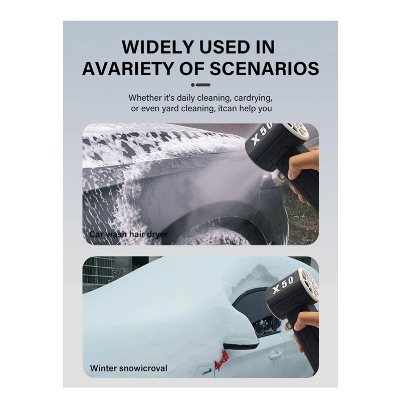 X50 portátil turbo jet ventilador secador de carro motor sem escova impulso de alta potência 1300g ventilador duto turbo ventilador