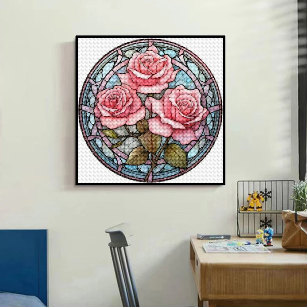 5D DIY Diamond Painting Colored Glass Flower Embroidery Round Diamond Mosaic Animal Cross Stitch Art Home Decoration Gift